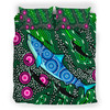 Australia Indigenous Bedding Set - Aboriginal inspired Sharks background of dreaming art