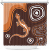 Australia Aboriginal Inspired Shower Curtain - Aboriginal Art Background With Lizard Style Shower Curtain