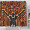 Australia Aboriginal Inspired Shower Curtain - Aboriginal Style Of Dot Background Depicting Victory Shower Curtain