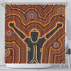 Australia Aboriginal Inspired Shower Curtain - Aboriginal Style Of Dot Background Depicting Victory Shower Curtain