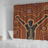 Australia Aboriginal Inspired Shower Curtain - Aboriginal Style Of Dot Background Depicting Victory Shower Curtain