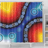 Australia Aboriginal Inspired Shower Curtain - Aboriginal Style Of Dot Background Rainbow Color Shower Curtain