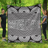 Australia Aboriginal Inspired Quilt - Black And White Vector Aboriginal Art Quilt