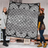 Australia Aboriginal Inspired Quilt - Black And White Vector Aboriginal Art Quilt