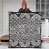 Australia Aboriginal Inspired Quilt - Black And White Vector Aboriginal Art Quilt