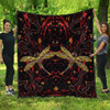 Australia Aboriginal Inspired Quilt - Aboriginal Art Background With Dragonfly Quilt