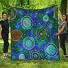 Australia Aboriginal Inspired Quilt - Aboriginal Sea Turtles And Jellyfish Style Art Quilt