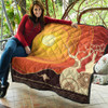 Australia Aboriginal Inspired Quilt - Aboriginal Boab Tree Vector Painting Aboriginal Art Quilt