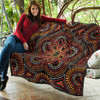 Australia Aboriginal Inspired Quilt - Aboriginal Dot Art Vector Seamless Flower Pattern Quilt