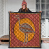 Australia Aboriginal Inspired Quilt - Emu Bird Aboriginal Styled Dot Painting Artwork Quilt