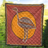 Australia Aboriginal Inspired Quilt - Emu Bird Aboriginal Styled Dot Painting Artwork Quilt