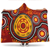 Australia Aboriginal Inspired Hooded Blanket - Aboriginal dot art connection concept with handprints