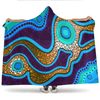 Australia Aboriginal Inspired Hooded Blanket - Aboriginal dot art vector background with river