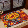 Australia Aboriginal Inspired Door Mat - Aboriginal dot art connection concept with handprints