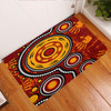 Australia Aboriginal Inspired Door Mat - Aboriginal dot art connection concept with handprints