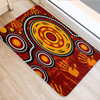 Australia Aboriginal Inspired Door Mat - Aboriginal dot art connection concept with handprints