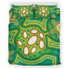 Australia Aboriginal Inspired Bedding Set - Aboriginal Dot Art Vector Painting With Turtle Green Color Bedding Set