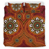 Australia Aboriginal Inspired Bedding Set - Aboriginal Connection Concept Artwork Brown Color