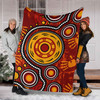 Australia Aboriginal Inspired Blanket - Aboriginal dot-art connection concept with handprints