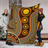 Australia Aboriginal Inspired Blanket - Aboriginal Dot Art Connection With Footprints