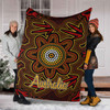 Australia Aboriginal Inspired Blanket - Aboriginal inspired dot art background with kangaroo footprints