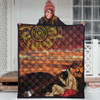 Australia Aboriginal Inspired Quilt - Man Playing A Didgeridoo With Uluru Sunset