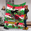 South Sydney Rabbitohs Custom Blanket - For Our Elders Aboriginal Inspired Blanket