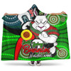 South Sydney Rabbitohs Custom Hooded Blanket - Rabbitohs Bunnies Naidoc Week For Our Elders With Dot Bunnies Sport Style Hooded Blanket