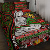 South Sydney Rabbitohs Custom Quilt Bed Set - Bunnies For Our Elders Hoodie Quilt Bed Set
