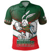 South Sydney Rabbitohs Polo Shirt - Bunnies Mascot With Australia Flag