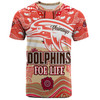 Redcliffe Dolphins Custom T-Shirt - Redcliffe Dolphins For Life With Aboriginal Style T-Shirt