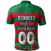 Souths Custom Polo Shirt - Bunnies For Life With Aboriginal Style Polo Shirt