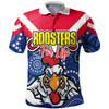 Sydney Roosters Custom Polo Shirt - Sydney Roosters For Life With Aboriginal Style Polo Shirt