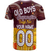 Brisbane Broncos Custom T-Shirt - Old Boys Bronxnation With Aboriginal Style T-Shirt