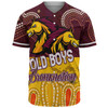 Brisbane Broncos Custom Baseball Shirt - Old Boys Bronxnation With Aboriginal Style Baseball Shirt