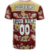 Redcliffe Dolphins Custom T-Shirt - Redcliffe Dolphins With Maori Patterns T-Shirt