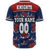 Newcastle Knights Custom Baseball Shirt - Knights With Maori Patterns Baseball Shirt