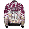 Manly Warringah Sea Eagles Bomber Jacket - Tropical Patterns And Dot Painting Eat Sleep Rugby Repeat