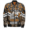 Wests Tigers Bomber Jacket - Tropical Patterns And Dot Painting Eat Sleep Rugby Repeat