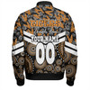 Wests Tigers Bomber Jacket - Tropical Patterns And Dot Painting Eat Sleep Rugby Repeat