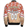 Redcliffe Dolphins Bomber Jacket - Tropical Patterns And Dot Painting Eat Sleep Rugby Repeat