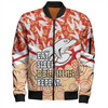 Redcliffe Dolphins Bomber Jacket - Tropical Patterns And Dot Painting Eat Sleep Rugby Repeat