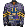 Melbourne Storm Bomber Jacket - Tropical Patterns And Dot Painting Eat Sleep Rugby Repeat