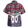 Sydney Roosters Hawaiian Shirt - Tropical Patterns And Dot Painting Eat Sleep Rugby Repeat