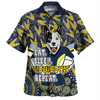 North Queensland Cowboys Hawaiian Shirt - Tropical Patterns And Dot Painting Eat Sleep Rugby Repeat