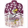 Manly Warringah Sea Eagles Long Sleeve Shirt - Tropical Patterns And Dot Painting Eat Sleep Rugby Repeat