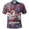 Sydney Roosters Polo Shirt - Tropical Patterns And Dot Painting Eat Sleep Rugby Repeat