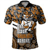 Wests Tigers Polo Shirt - Tropical Patterns And Dot Painting Eat Sleep Rugby Repeat