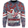 Sydney Roosters Sweatshirt - Tropical Patterns And Dot Painting Eat Sleep Rugby Repeat