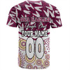 Manly Warringah Sea Eagles T-Shirt - Tropical Patterns And Dot Painting Eat Sleep Rugby Repeat